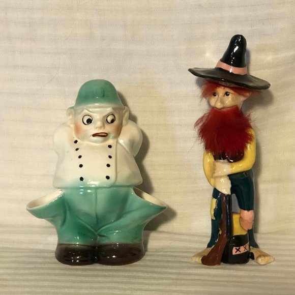 Vintage 5.25" Tall Ceramic Policeman & Tall Ceramic Hillbilly - Picture 1 of 10
